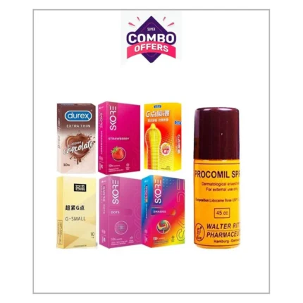 60 Pcs Condom + Procomil Delay Spray Combo