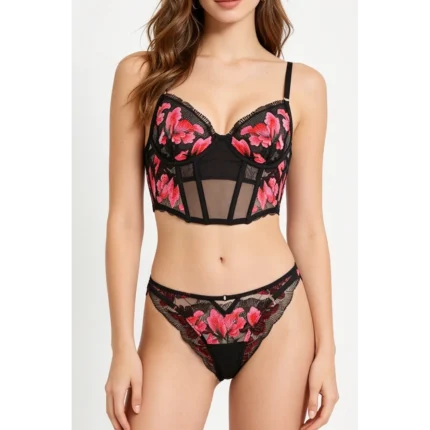 Embroidered Corset Bra and
