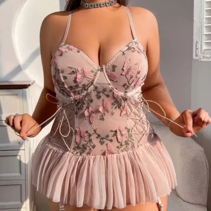 Embroidered Lace Suspenders Buckle