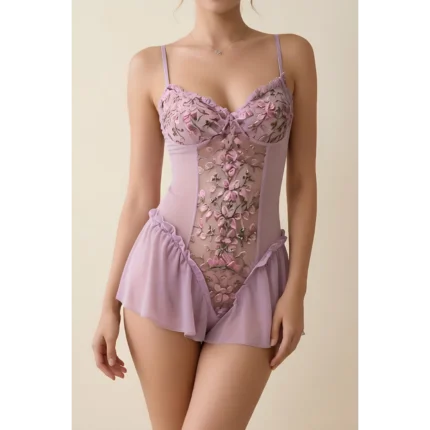 Deep neck Floral Embroidered
