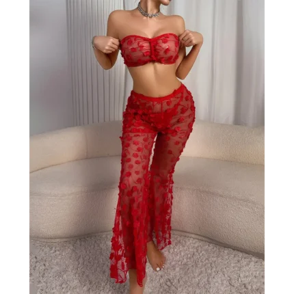 Mesh Floral Appliques Tube