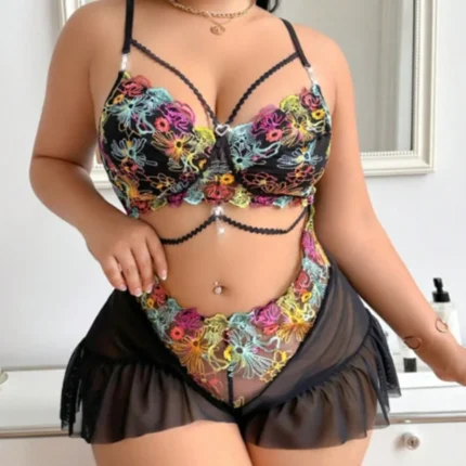 Plus Size Mesh Flower