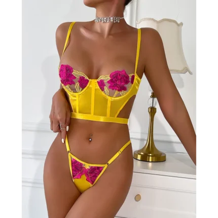 Rose Embroidery Lace Lingerie