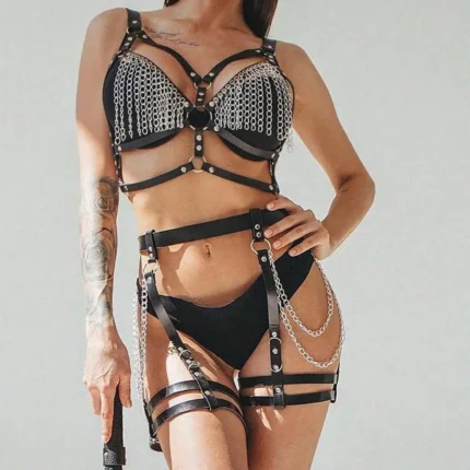 Seductive Leather Bondage Lingerie