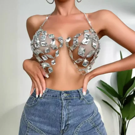 Shiny Crystal Pendant Backless